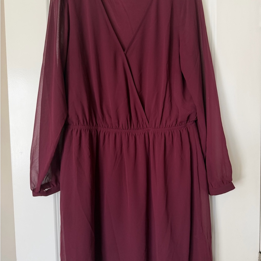 Express Deep Burgundy Long Sleeve Dress